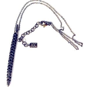 Ann Klein Black Rhinestone Crystal Drop Necklace 18”